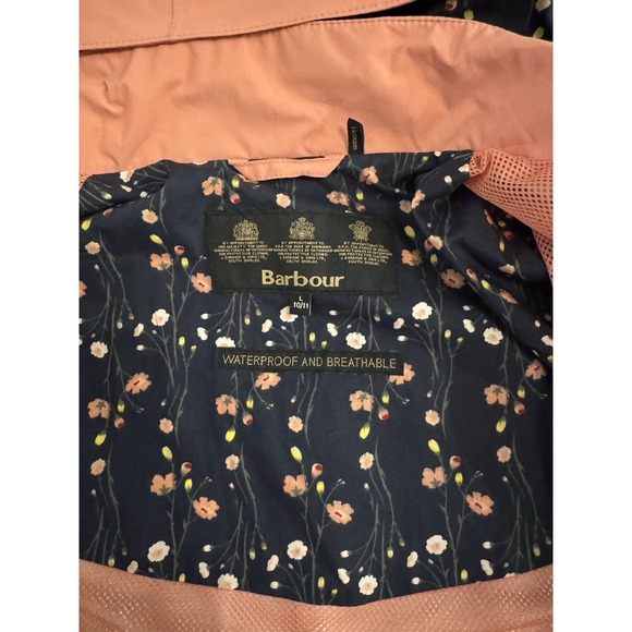 Barbour Clyde Girls Pink Rain Jacket Waterproof Size Large 10/11 - Picture 7 of 7